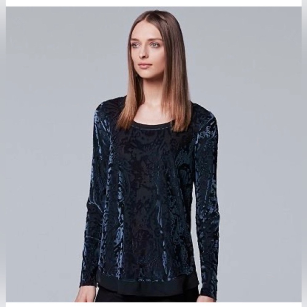 Simply Vera Vera Wang long Sleeved Velvet Sheer Top Size Large